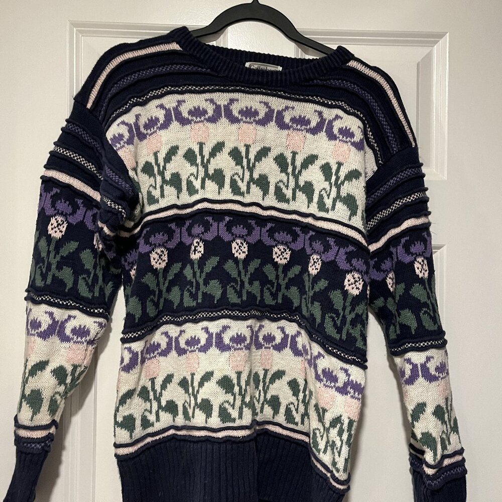 Gallagher 80s Vintage Floral Grandma Sweater- Women's Size Medium